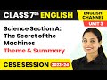 The English Channel Class 7 Unit 3 Science Section A The Secret Of The Machines Theme Summary