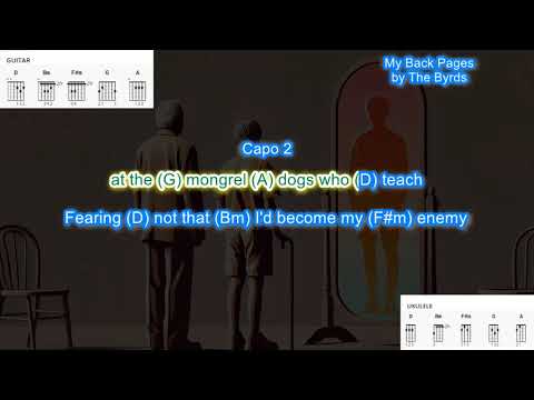 My Back Pages (capo 2) by The Byrds play along with scrolling guitar chords and lyrics