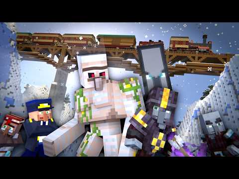 TRAIN MYSTERY - Iron Golem vs Pillager vs Villager (Minecraft Movie Animation)