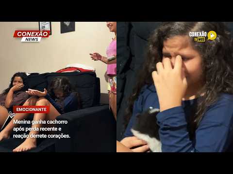 Vídeo: Menina ganha cachorro após perda recente e reação derrete corações.