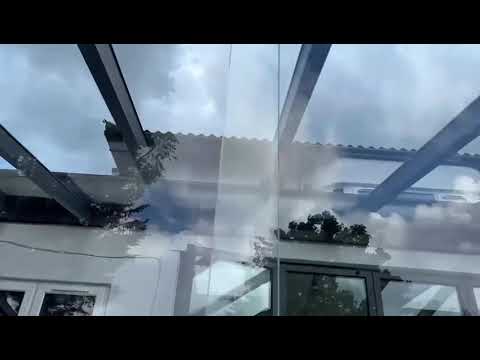 Veranda installation 8x3m with glass roof & sliding glass doors ,  different sizes available