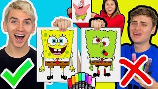 3 MARKER CHALLENGE WITH MY BROTHER (SPONGEBOB EDITION)