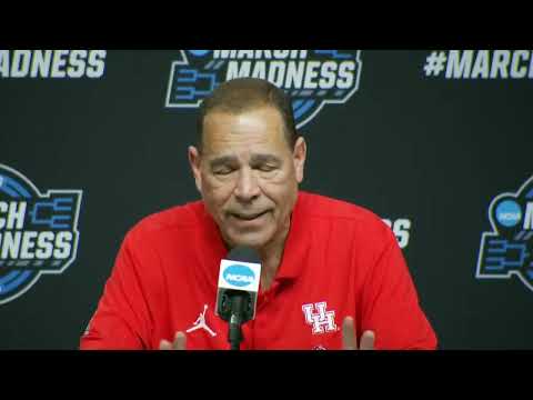 Houston Cougars Coach Kelvin Sampson, Jamal Shead, and Fabian White after 50-44 loss to Villanova