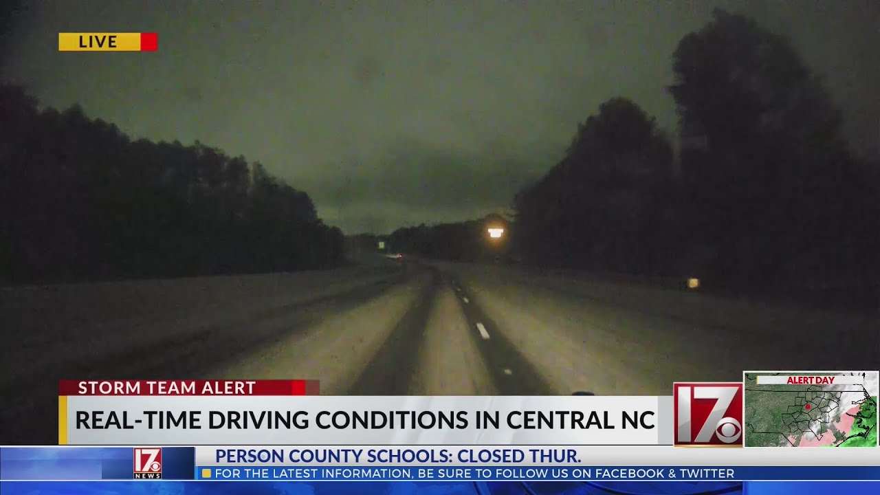 Nighttime driving conditions in central North Carolina