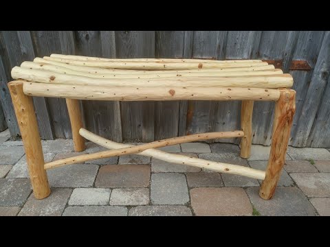 Bank aus Lärche-Rundholz_only handtools-alles Holzverbindungen