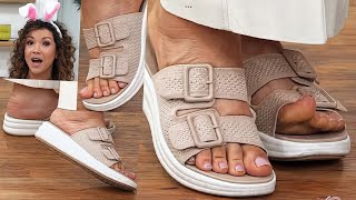 QVC tv - Easter Bunny Ali Carr shows off cute feet in closeups & enjoys balls because feet felt good