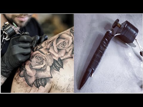 BEST HOME MADE TATTOO GUN  /  BUILDING AND USING IT (realistic rose tattoo)