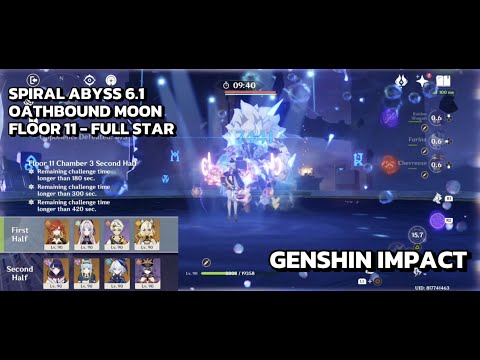 [Genshin Impact Spiral Abyss] Oathbound Moon - Floor 11 - Full Star - Nov / Dec 2025 - 6.1 F2P