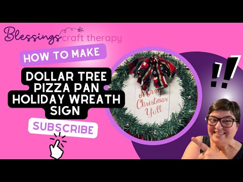 Dollar Tree pizza pan holiday wreath sign