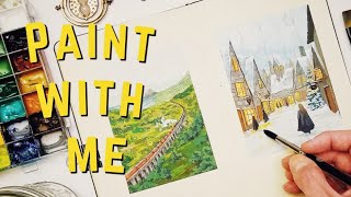 Paint with me ✨ Painting Harry Potter Scenes in Gouache