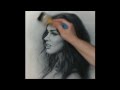 Portrait drawing Megan Fox. How to draw by dry brush ...