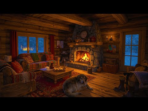 Viihtyisä luminen mökki – Takka rätinää ja talvimyrskyn ääniä nukahtamiseen nopeasti