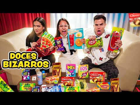 TESTANDO OS DOCES MAIS BIZARROS E NOJENTOS DOS ESTADOS UNIDOS!  (ELE VOMITOU)