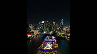 Oasis of the Seas vs  Miami Skyline: A Nighttime Light Showdown!
