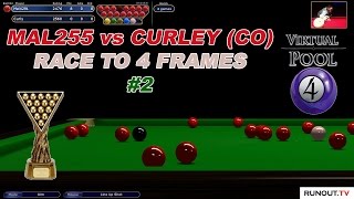 Virtual Pool 4 #21 Snooker | Mal255 vs Curley (Part 2 of 2) Race to 4 Frames