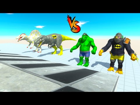 BATMAN T-REX + SPINO vs BATMAN GORO + HULK RACE BATTLE COMPETITION - ARBS