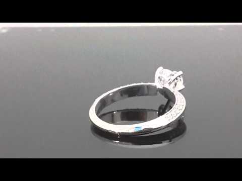 14k white gold Heart edge shank solitaire engagement ring