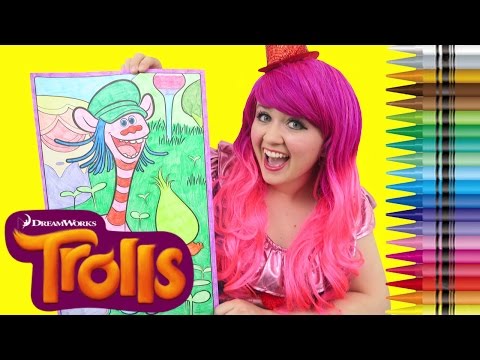 Coloring Cooper & Fuzzbert Trolls GIANT Coloring Book Crayons | COLORING WITH KiMMi THE CLOWN Video