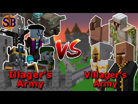 Can the Illager army Defend the castle against the Villager Army | Minecraft mob battle