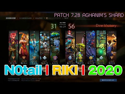 Dota2 ProPlayer - N0tail | RIKI | 2020 | Replay | 7.28 AGHANIM'S SHARDS