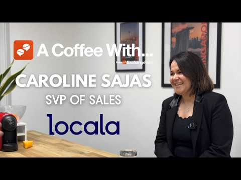 Shot of Caroline Sajas, SVP of sales at Locala, in the ExchangeWire kitchen for an episode of A Coffee With...