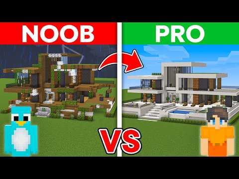 NOOB vs PRO: Restoring ABANDONED Modern House Challenge in Minecraft