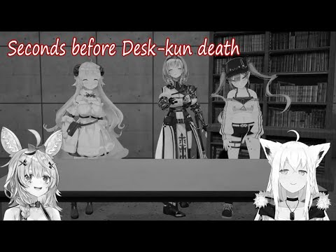 Towa Murdering Desk-kun In 3D Witnessed by Four People