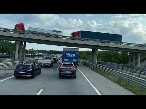 Driving  in Hungary autobahn from Győr to Budapest