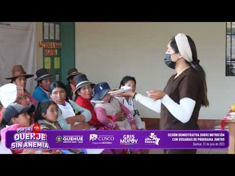 Sesión demostrativa sobre nutrición para prevenir y combatir la anemia en el distrito de Quehue, video de YouTube