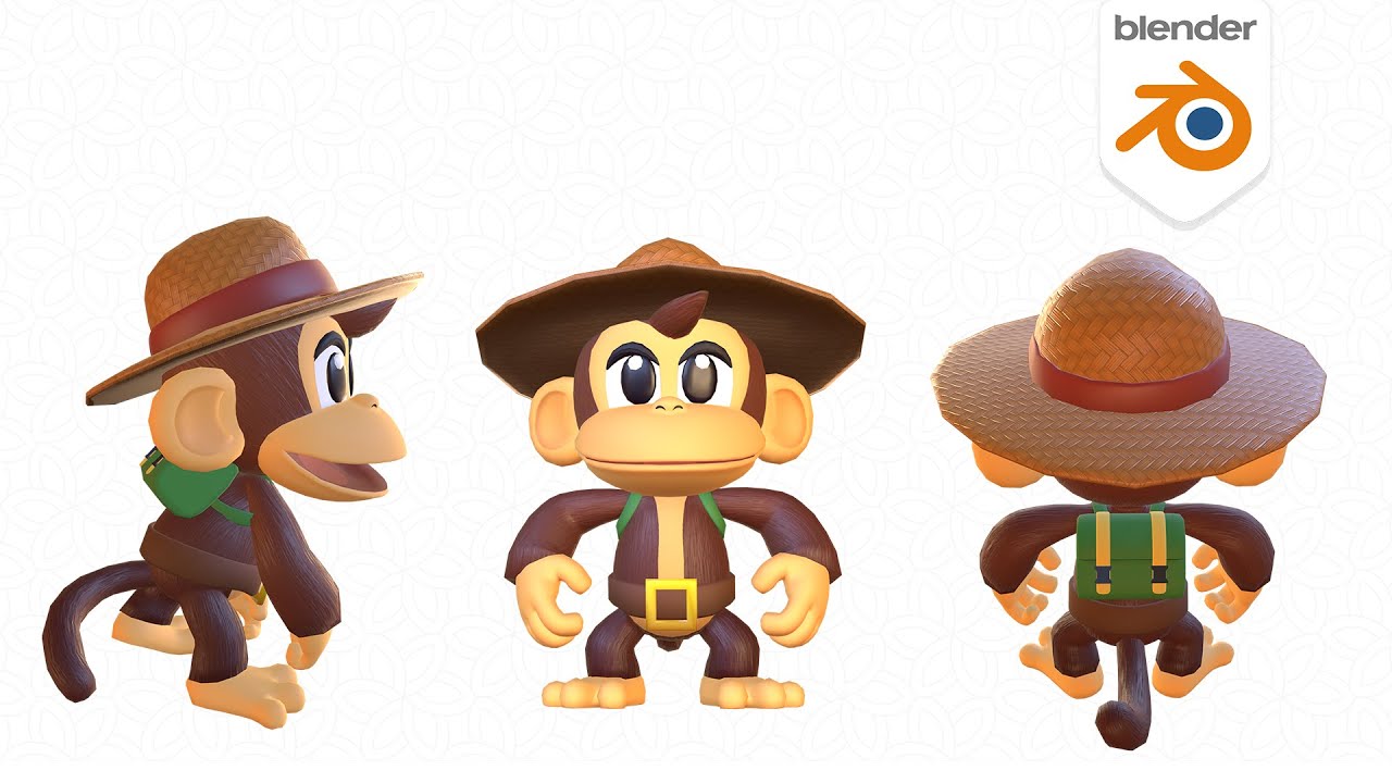 爱冒险的猴子游戏就绪 3D 角色 3D 模型