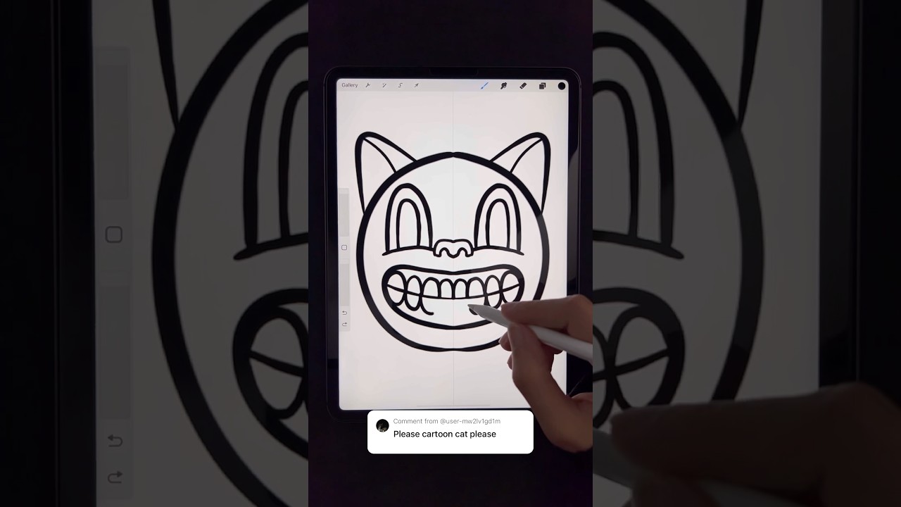 Drawing Cartoon Cat in Procreate #cartooncat #catdrawing