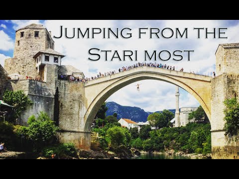 Jumping from the Stari Most in Mostar