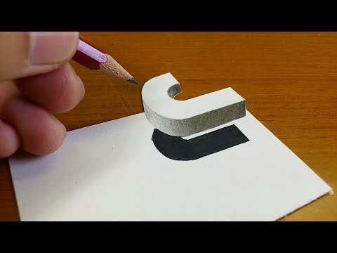 Very Easy!! How To Draw 3D Floating Letter "J"  - Anamorphic Illusion - 3D Trick Art on paper