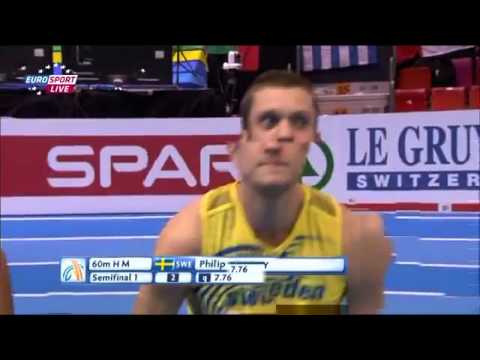 Göteborg 1er mars 2013 Championnats d'europe en salle 60M haies hommes demie-finale 1