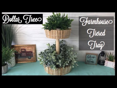 Dollar Tree DIY 2 tier Tray | farmhouse decor Tray Video