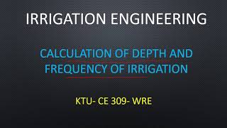 DEPTH AND FREQUENCY OF IRRIGATION