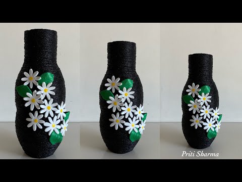 Пластиковая бутылка ваза для цветов Дизайн Легко / Сделай сам Джутовая ваза для цветов / | Прити Шарма