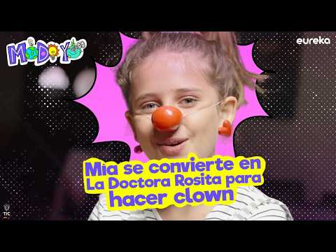 Antes de una presentación en un hogar de abuelitos Mía ensaya un nuevo número con dos platos chinos que quiere estrenar como la doctora Rosita, su personaje clown.