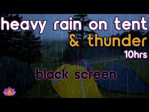 [Black Screen] Heavy Rain on Tent | Heavy Rain and Thunder | Rain Sounds for Sleep / Study / Relax
