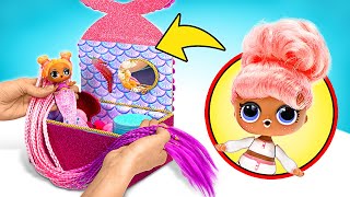 Turning Doll into Beautiful Mermaid || Glittery Underwater Home FUN Craft!