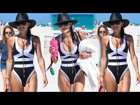 Bethenny Frankel in swimsuit at the beach in South Beach