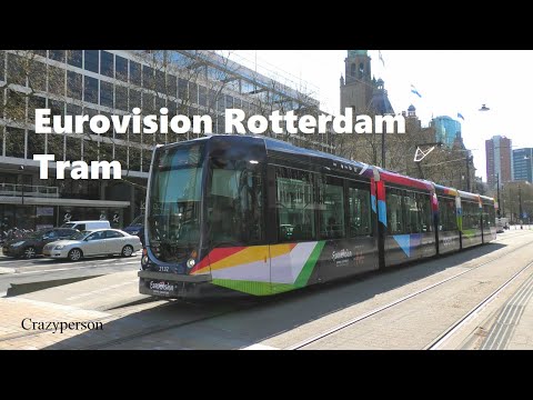 Eurovision / Songfestival Tram Rotterdam Stadhuis en Weena