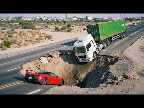 Cars vs Giant Dip on the Road Challenge #3 in BeamNG Drive!