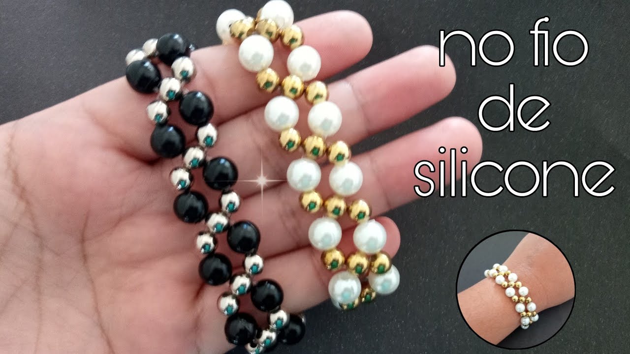 Watch Now Pulseira de pérolas no fio de silicone/passo a passo. Pulseira de pérolas no fio de silicone/passo a passo.