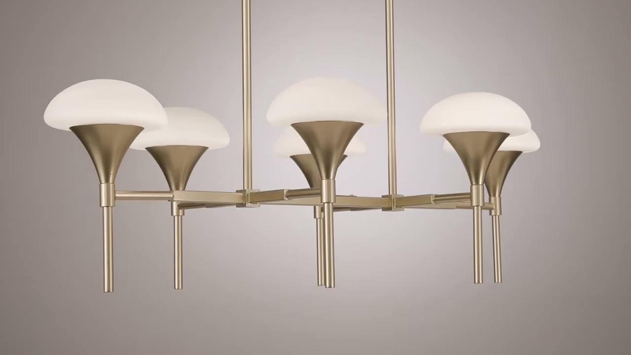 Video 1 Watch A Video About the Possini Euro Davinos Satin Gold 6 Light Linear Pendant Light