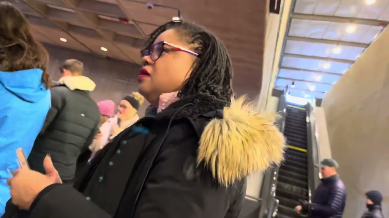 CROWDED WITH LINES LIKE THE AIRPORT! Escalators Down to Exit to the National