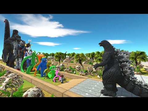 Heisei Godzilla vs Rainbow Friends SKULL ISLAND DEATH RUN - Animal Revolt Battle Simulator