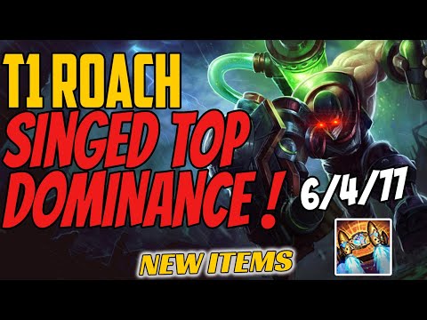T1 Roach Plays SINGED Top vs Malphite - Challenger Gameplay - New Items Season 11 Hextech Rocketbelt