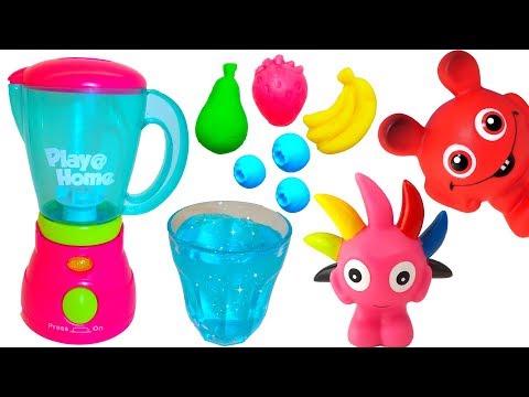 Babblarna mixar frukter och gör smaskiga fruktdrycker - Lek och lär med Babblarna, Slime & Play doh