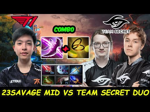 T1 23savage Lina MID vs Matumbaman Zai - Team Secret Duo New Weapon Combo Dota 2 Pro Gameplay